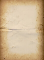 Sheet of old paper with a horizontal crease in the middle