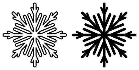 Snowflake icon outline and silhouette icon. Winter symbol. 