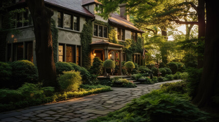 Obraz premium A luxury villa with a chic driveway