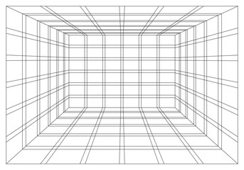 3D room Grid - abstract architectural background, muller brockmann space grid