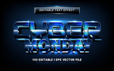 modern blue cyber monday sale text effect