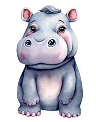 Namalowany hipopotam ilustracja - obrazy, fototapety, plakaty
