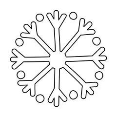 Hand drawn snowflake, doodle style flat vector outline