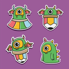 Cartoon monster character for logo, sticker and more