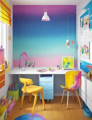 Colorful painting background on room. ai generated