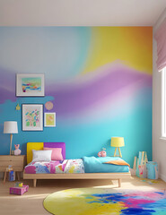 Colorful painting background on room. ai generated