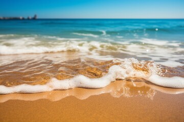 Serene and picturesque beach landscape with fine sand glistening under the warm summer sun