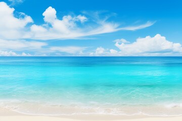 Fototapeta na wymiar Stunning picturesque beach with fine golden sand basking in the glorious summer sunlight
