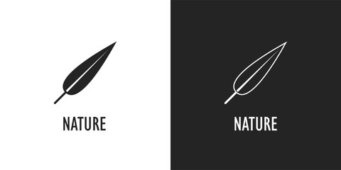 black and white leaf vector, logo, icon. nature, plant, leaf, leaves, plant, leaf, leaves, green, organic, environment, eco, ecology, tree, sticker, clipart, flat, icon, logo, vector illustration