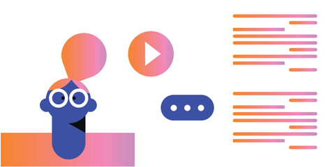 Digital Marketing illustrations. Business activities. Modern deep machine learning technology. Flat vector illustration	