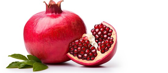 Close up of pomegranate on white background