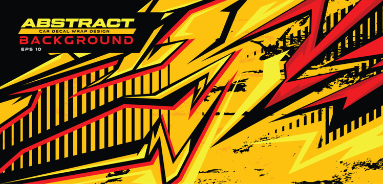 Abstract background car decal wrap design automotive grunge splash striking stripe yellow black sport vector sticker vinyl illustration