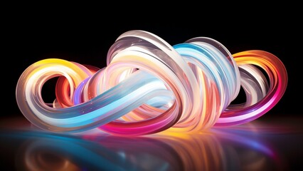 colorful lines splash waves in black background HD abstract background 1080 P - obrazy, fototapety, plakaty