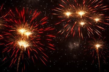 Fototapeta na wymiar Fireworks on a dark background creating spectacular backdrops.