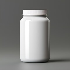 Blank white pill jar mockup on grey background