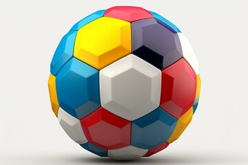 3D-rendered soccer ball for sport game play in various colors. Generative AI - obrazy, fototapety, plakaty