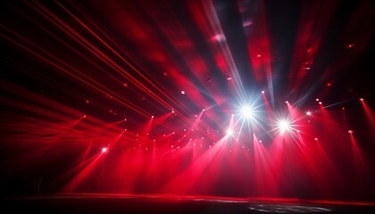 Naklejka na ściany i meble Vibrant red spot light illuminating talented performer on stage in a captivating show