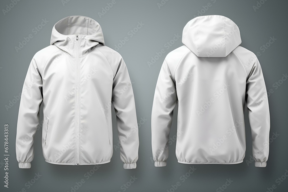 Canvas Prints Blank white windbreaker jacket mockup, front and back view