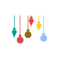 christmas balls hanging on a rope