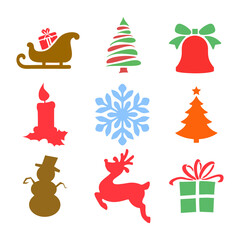 christmas icons set any color