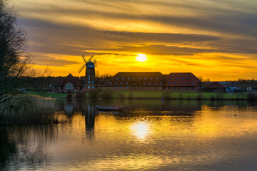 Caldecotte sake at sunset in Milton Keynes. England