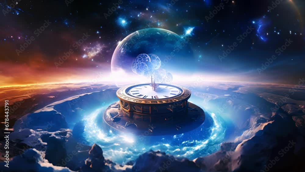 Wall mural an infinite abyss opens in the clouds above a whirlpool of time and space that leads to an unknown p