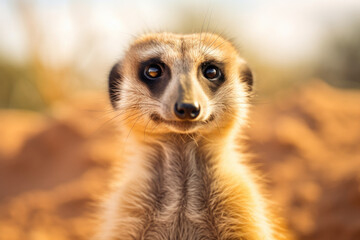 Fototapeta premium Portrait of a meerkat in its natural habitat.