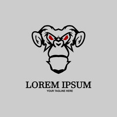 Vector gorilla face logo. Vector monkey face logo.