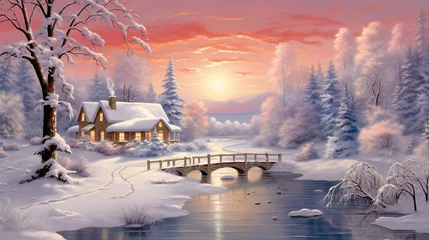 Zelfklevend Fotobehang wonderful winter landscape © natalikp