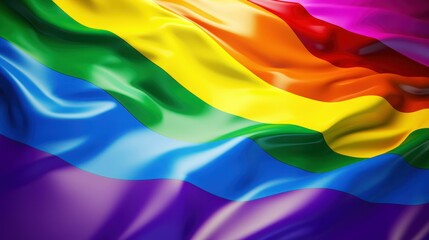 Waving LGBT flag in rainbow colors.