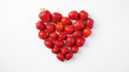 Strawberries arranged in a heart shape.