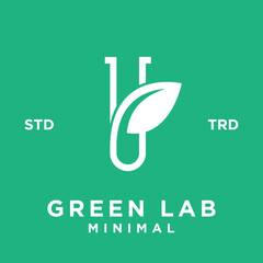 Green Lab leaf Logo icon design illustration