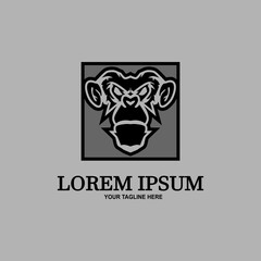 Vector gorilla face logo. Vector monkey face logo.