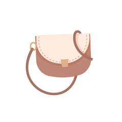 Brown women's bag, fashion bag. Hand and shoulder bag model in modern style. Woman accessories leather handbags, textile totes, grocery mesh. Flat vector illustrations isolated on white background