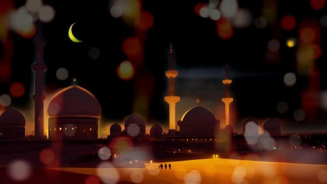 mosque islamic background animated seamless loop