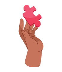asperger hand with puzzles