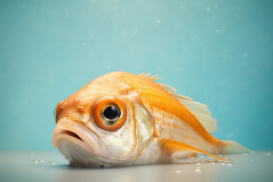 portrait of a sad fish that cries in despair, concept of Melancholy