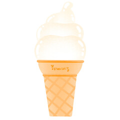 Vanilla Soft Ice Cream Cartoon illustration Vanilla Ice Cream Sticker