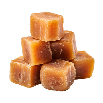 Stacked sweet organic Jaggery cubes isolated