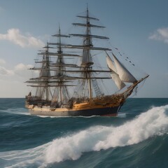 Fototapeta premium Ship Ocean Background Very Cool