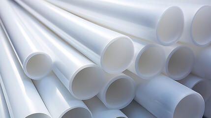 Curved PVC pipes for water system - obrazy, fototapety, plakaty