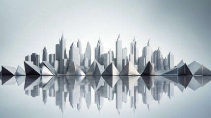 Business urban skyline modern skyscraper building city tower reflection background architecture...