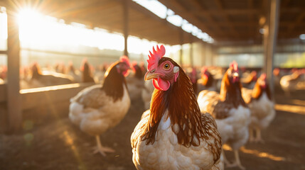 Farming focused on chickens and hens.
