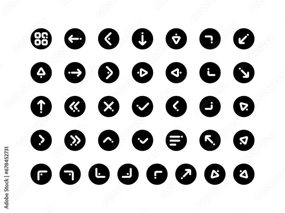 Poster arrow icon pack circular outline style. navigation icons collection perfect for websites, landing pa