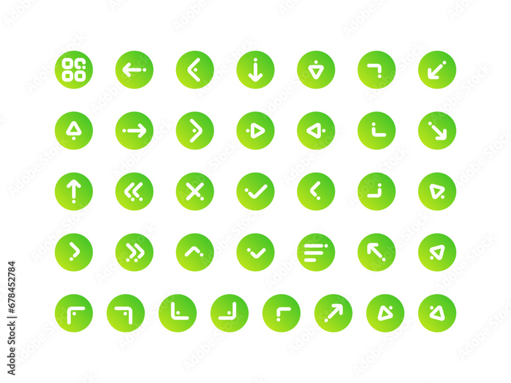 Poster arrow icon pack gradient circular outline style. navigation icons collection perfect for websites, l