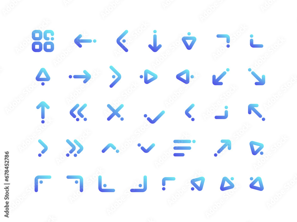 Poster arrow icon pack gradient outline style. navigation icons collection perfect for websites, landing pa