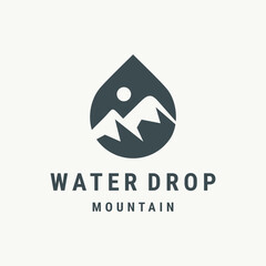 Water drop Logo mountain vector design
