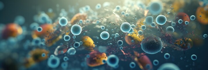 a close up of the small bacterial cells, generative AI