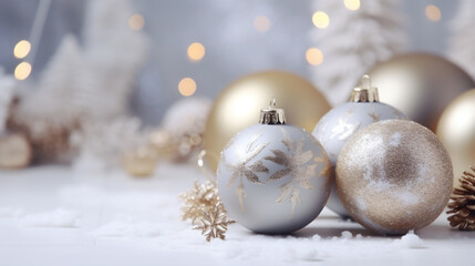 Christmas decoration on bokeh background with copy space for your text