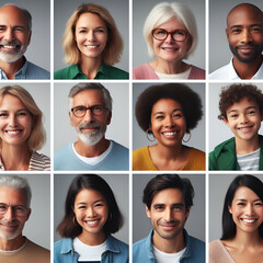 Collage Group of Office Worker Business Company Portraits of Diverse Mixed Multi-Ethnic Race Professionals Smiling Mature Middle Aged Success Team Colleagues Friends People Students Confidence Posing  - obrazy, fototapety, plakaty
